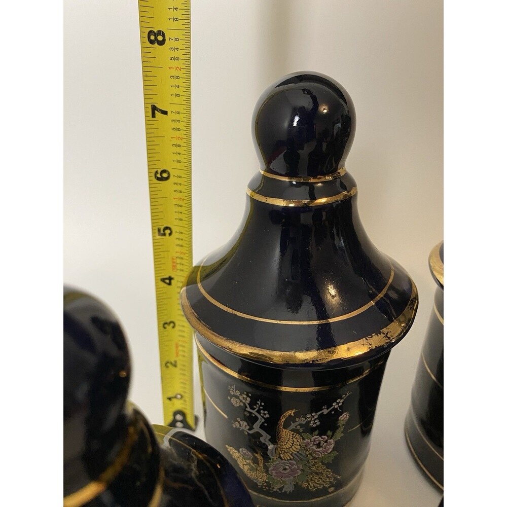 Sir Seramik Set 7 Spice Jars Cobalt Gold, Turkey Art Deco Colorful Canisters - Picture 10 of 15